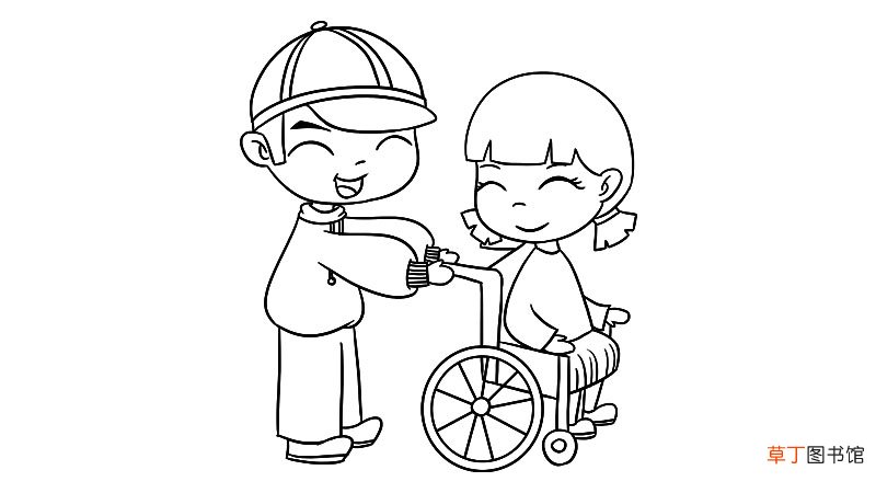 帮助残疾人简笔画怎么画帮助残疾人简笔画教程