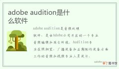 adobe,audition是什么软件