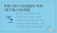 苹果14是a16处理器吗,苹果14是不是a16处理器