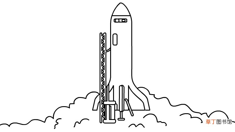 中国航天日发射火箭简笔画