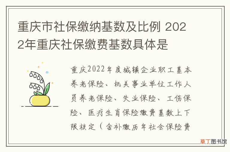重庆市社保缴纳基数及比例 2022年重庆社保缴费基数具体是