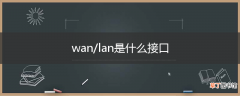 wan/lan是什么接口