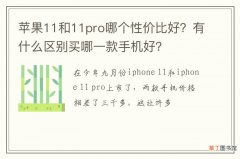 苹果11和11pro哪个性价比好？有什么区别买哪一款手机好？