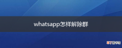 whatsapp怎样解除群