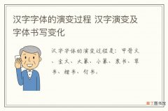 汉字字体的演变过程 汉字演变及字体书写变化