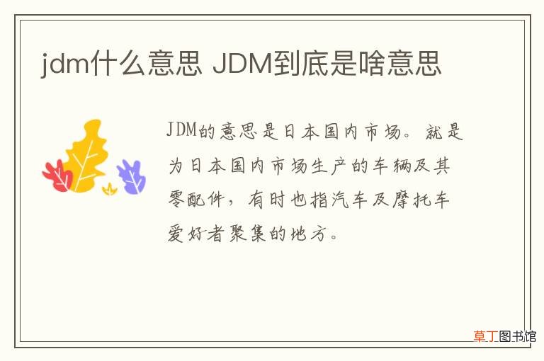 jdm什么意思 JDM到底是啥意思