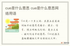 cue是什么意思 cue是什么意思网络用语