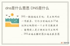 dns是什么意思 DNS是什么