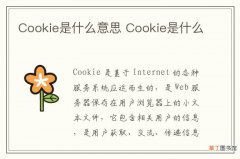 Cookie是什么意思 Cookie是什么