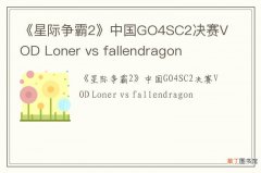 《星际争霸2》中国GO4SC2决赛VOD Loner vs fallendragon