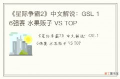 《星际争霸2》中文解说：GSL 16强赛 水果贩子 VS TOP